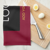 Burgundy Redカスタマイズ可能なビジネスあなたのロゴを追加 キッチンタオル (四つ折り)