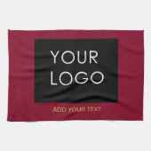 Burgundy Redカスタマイズ可能なビジネスあなたのロゴを追加 キッチンタオル (横)