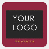 Burgundy Redカスタマイズ可能なビジネスあなたのロゴを追加 スクエアシール (正面)