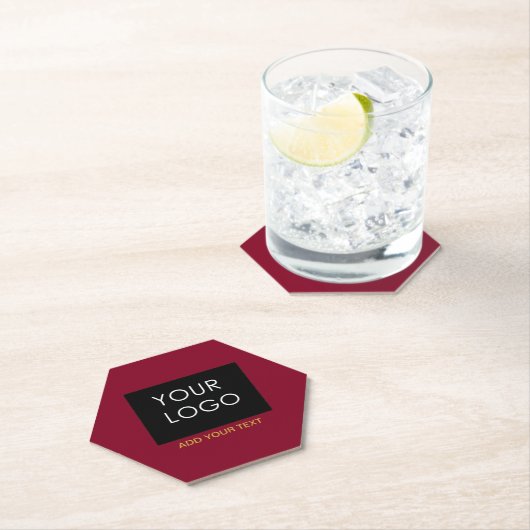 Burgundy Redカスタマイズ可能なビジネスあなたのロゴを追加 ペーパーコースター (インサイチュ)