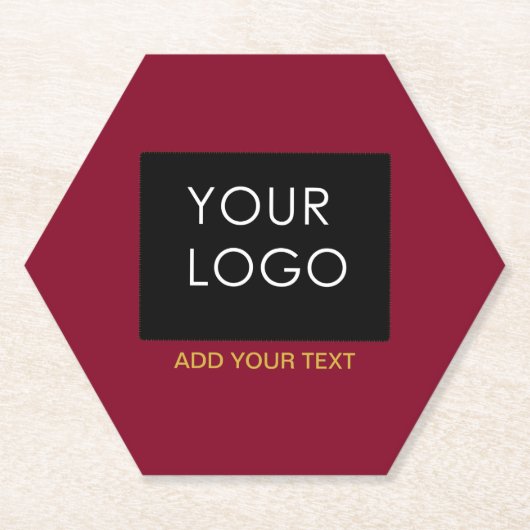 Burgundy Redカスタマイズ可能なビジネスあなたのロゴを追加 ペーパーコースター (正面)