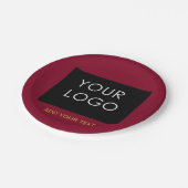 Burgundy Redカスタマイズ可能なビジネスあなたのロゴを追加 ペーパープレート (アングル)