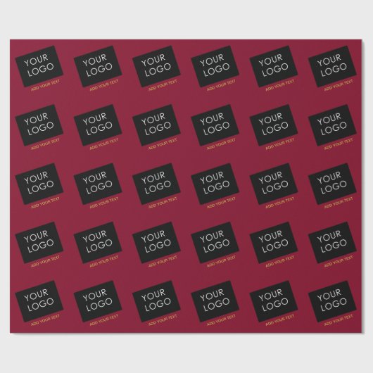 Burgundy Redカスタマイズ可能なビジネスあなたのロゴを追加 ラッピングペーパー (フラット)