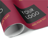 Burgundy Redカスタマイズ可能なビジネスあなたのロゴを追加 ラッピングペーパー (ロールコーナー)