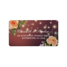 Burgundy Redフローラストリングライト結婚のアドレス
