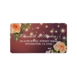 Burgundy Redフローラストリングライト結婚のアドレス ラベル