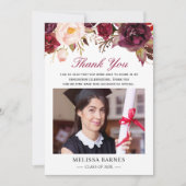 Burgundy Redフローラ卒業写真ありがとう 招待状 (正面)