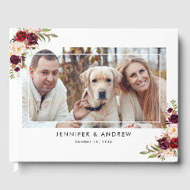 Burgundy Redフローラ名Date Photo 結婚's ゲストブック