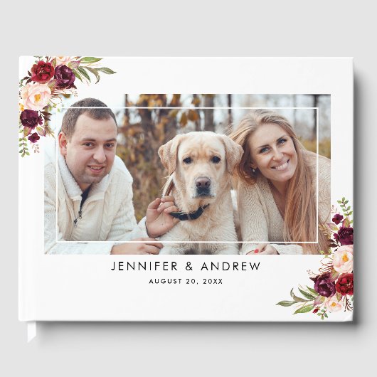 Burgundy Redフローラ名Date Photo 結婚's ゲストブック (正面)