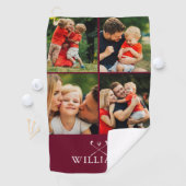 Burgundy Red名パーソナライズされたPhoto Collage ゴルフタオル (インサイチュ)