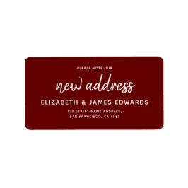 Burgundy Red新しい住所を書き留めてください ラベル