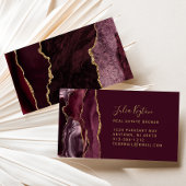 Burgundy Red Agate Geode Gold Glitter Real Estate 名刺