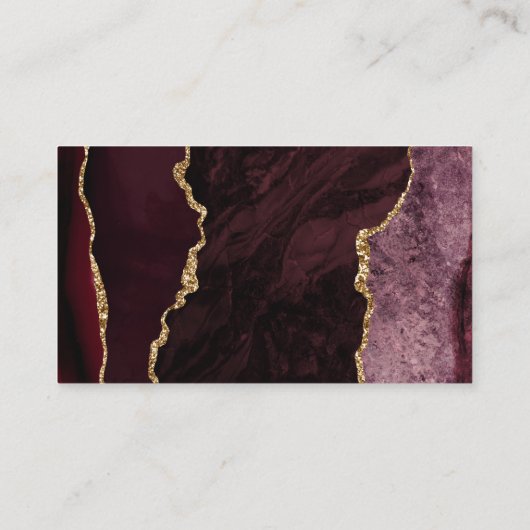 Burgundy Red Agate Geode Gold Glitter Real Estate 名刺 (裏面)