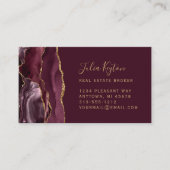 Burgundy Red Agate Geode Gold Glitter Real Estate 名刺 (正面)