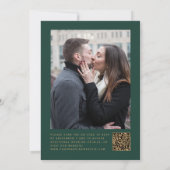Burgundy Red Agate Green Photo QR Code Wedding 招待状 (裏面)