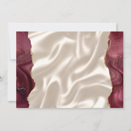 Burgundy Red Agate Ivory Silk Save the Date 招待状 (裏面)