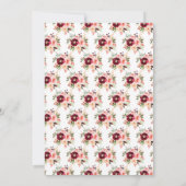 Burgundy Red and Blush Pink Floral Baby Shower 招待状 (裏面)