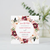 Burgundy Red and Blush Pink Floral Save The Date セーブザデート (スタンド正面)