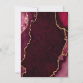 Burgundy Red and Gold Agate Marble Wedding サンキューカード (裏面)