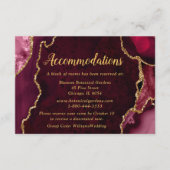 Burgundy Red and Gold Agate Wedding Accommodations エンクロージャーカード (正面)