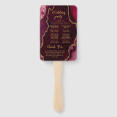 Burgundy Red and Gold Agate Wedding Program ハンドファン (裏面)