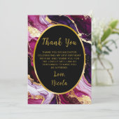 Burgundy Red and Gold Marble Agate Birthday Party サンキューカード (スタンド正面)