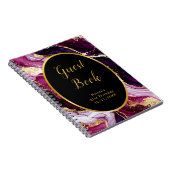 Burgundy Red and Gold Marble Agate Birthday Party ノートブック (右側)