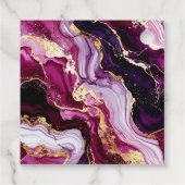 Burgundy Red and Gold Marble Agate Birthday Party フェイバータグ (裏面)