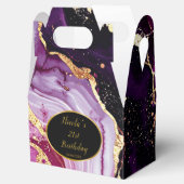 Burgundy Red and Gold Marble Agate Birthday Party フェイバーボックス (オープン)