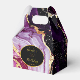 Burgundy Red and Gold Marble Agate Birthday Party フェイバーボックス