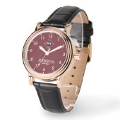 Burgundy Red and Gold Personalized Custom Monogram 腕時計 (傾斜)
