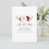 Burgundy Red and White Chic Floral Save the Date セーブザデート (スタンド正面)