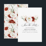Burgundy Red and White Chic Floral Save the Date セーブザデート<br><div class="desc">Burgundy red white and terracotta flowers boho save the date cards</div>