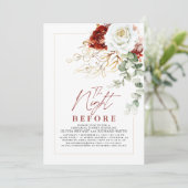 Burgundy Red and White Floral Rehearsal Dinner 招待状 (スタンド正面)