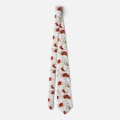 Burgundy Red and White Floral Wedding Neck Tie ネクタイ (裏面)