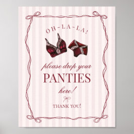 Burgundy Red Bachelorette Panties Please Sign ポスター
