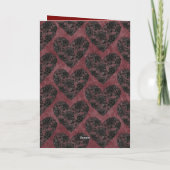 Burgundy Red Black Floral Heart Sexy Faux Lace カード (裏面)