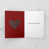 Burgundy Red Black Floral Heart Sexy Faux Lace カード (内部)