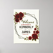 Burgundy Red & Black Geometric Wedding Modern  キャンバスプリント (正面)