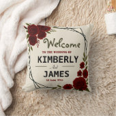 Burgundy Red & Black Geometric Wedding Modern  クッション (ブランケット)