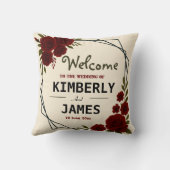 Burgundy Red & Black Geometric Wedding Modern  クッション (裏面)