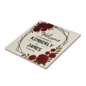 Burgundy Red & Black Geometric Wedding Modern  タイル (側面)