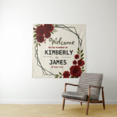 Burgundy Red & Black Geometric Wedding Modern  タペストリー (インサイチュ)