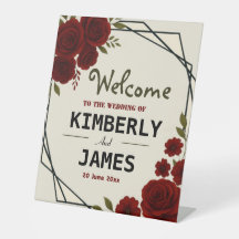 Burgundy Red & Black Geometric Wedding Modern 