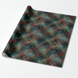 Burgundy Red Blue Green Gold Plaid Christmas ラッピングペーパー