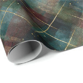 Burgundy Red Blue Green Gold Plaid Christmas ラッピングペーパー (ロールコーナー)