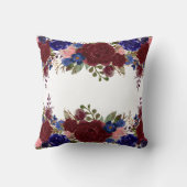 Burgundy Red Blue Navy Rose Flower Waterfall Drop クッション (裏面)