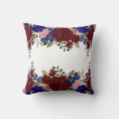 Burgundy Red Blue Navy Rose Flower Waterfall Drop クッション (正面)