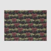 Burgundy Red Bows Gold Ribbons Christmas 薄葉紙 (正面)