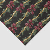 Burgundy Red Bows Gold Ribbons Christmas 薄葉紙 (詳細)